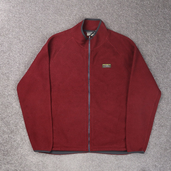 L.L. Bean Fleece Regular Large Red Long Sleeve Full Zip Collared Jacket - Picture 1 of 11